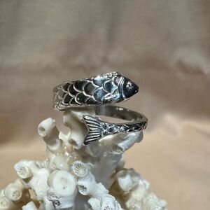 Alex and Ani Sterling Silver Fish Adjustable Ring